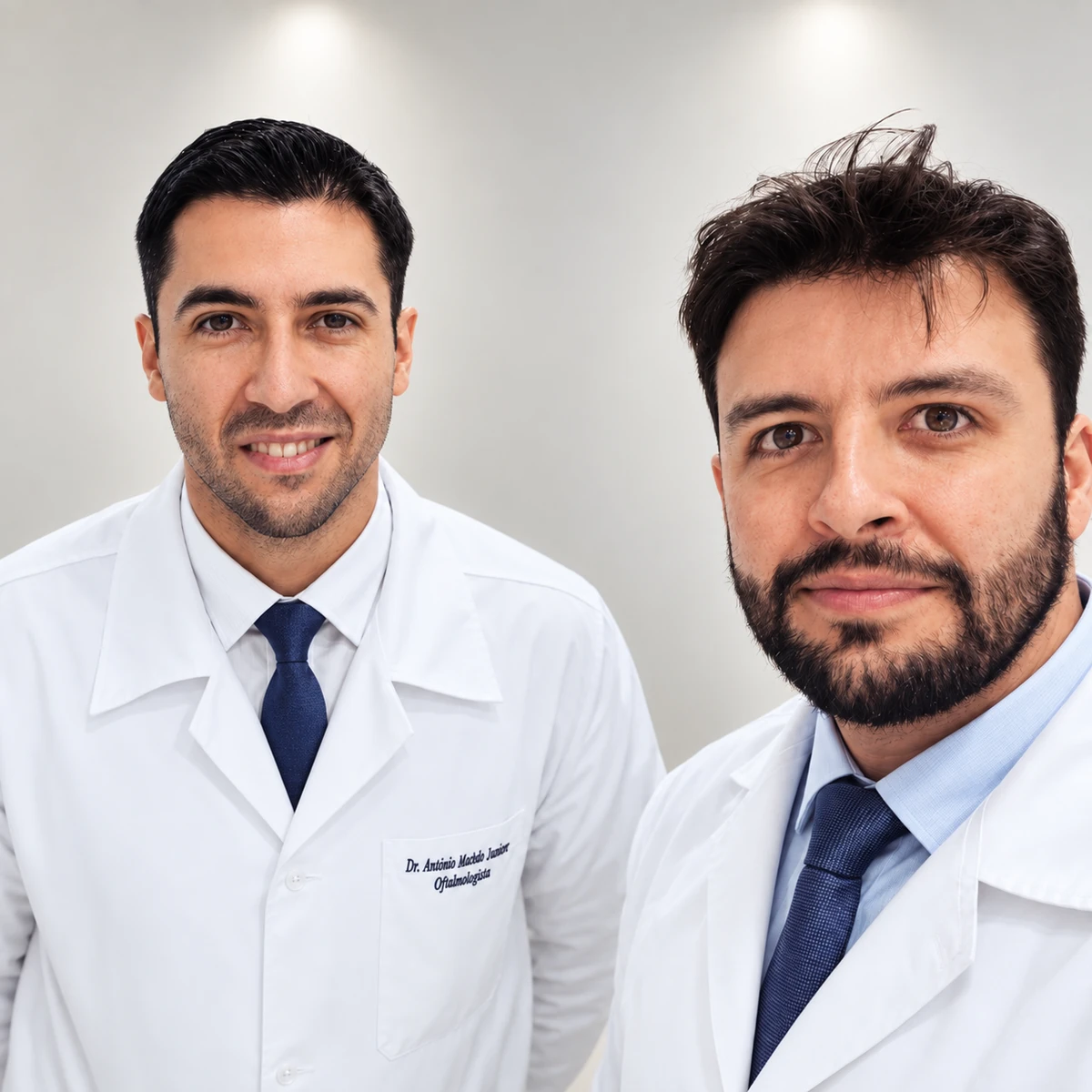 Dr. Antonio Maltez e Dr. José Maltez de jaleco no Instituto Maltez